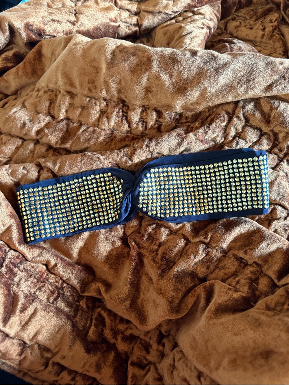 Anthropologie Namrata Joshipura Black with Gold Studded Stretch Headband